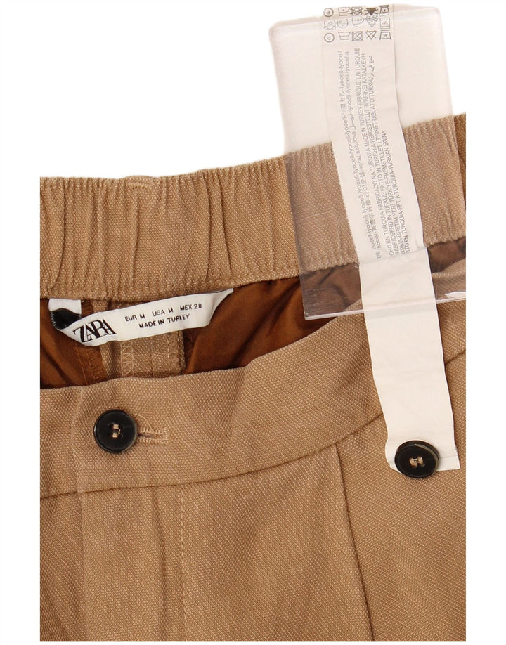 Calça feminina ZARA cortada com pegged médio W28 L23 marrom Lyocell