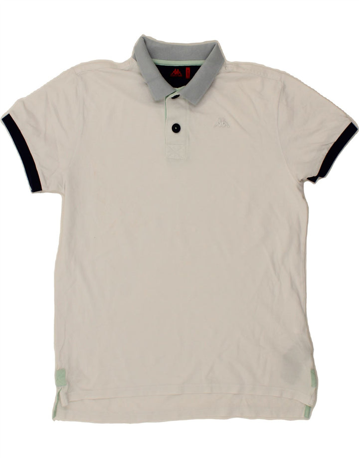 KAPPA Mens Polo Shirt Large White Cotton Vintage Kappa and Second-Hand Kappa from Messina Hembry 