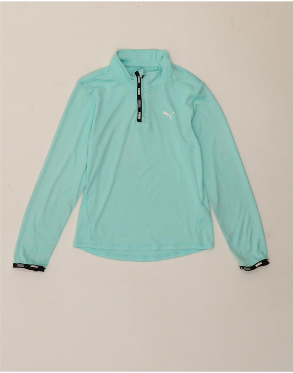 Puma Meninas Zip Neck Top Manga Comprida 9-10 Anos Turquesa Poliéster Esportes