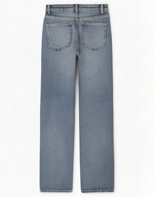 Calça jeans reta feminina Zara cintura alta EU 34 2XS W24 L30 azul algodão