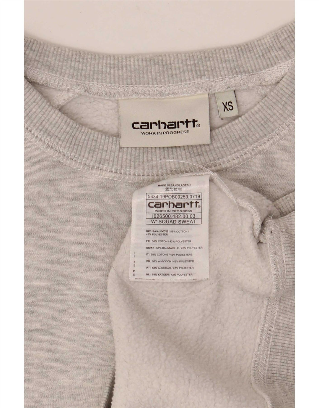 Carhartt moletom feminino oversized jumper UK 6 XS algodão cinza