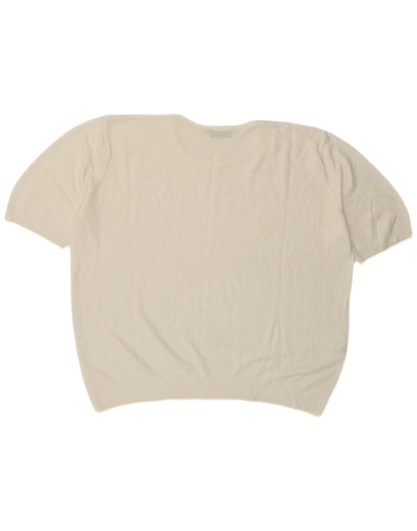 Blusa feminina de manga curta Marks & Spencer UK 20 2XL acrílico branco