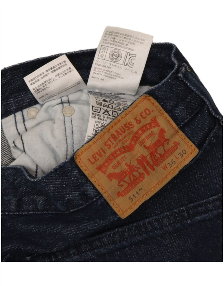 Levi's Masculino 511 Slim Jeans W36 L30 Azul Marinho Algodão