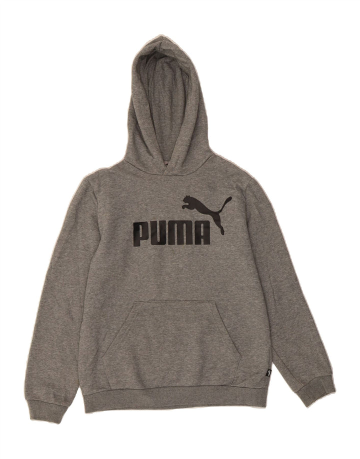 PUMA Boys Graphic Hoodie Jumper 13-14 Years Grey Cotton Vintage Puma and Second-Hand Puma from Messina Hembry 