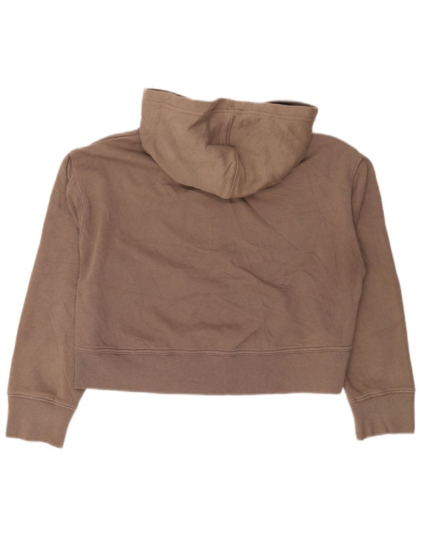 Zara Womens Crop Oversized Hoodie Jumper Reino Unido 10 Pequeno Algodão Cinza