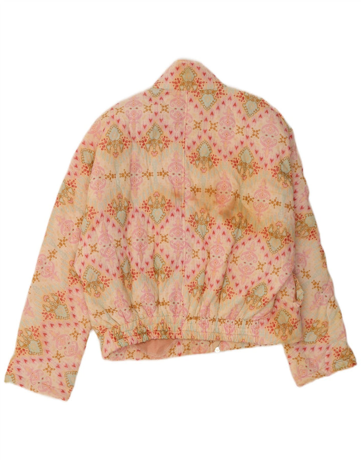 Jaqueta bomber feminina vintage acolchoada de grandes dimensões Reino Unido 14 médio rosa paisley