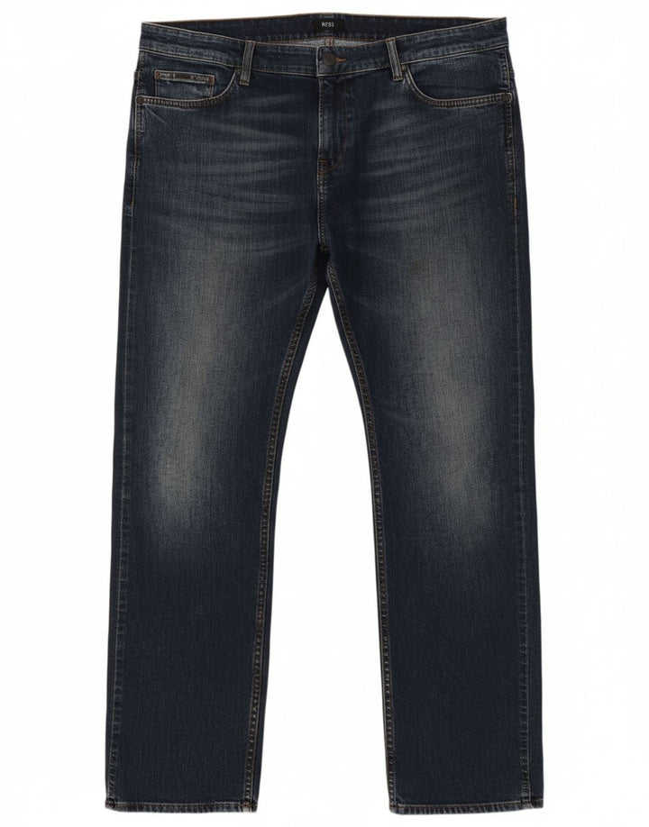 HUGO BOSS Jeans retos femininos W40 L32 algodão azul