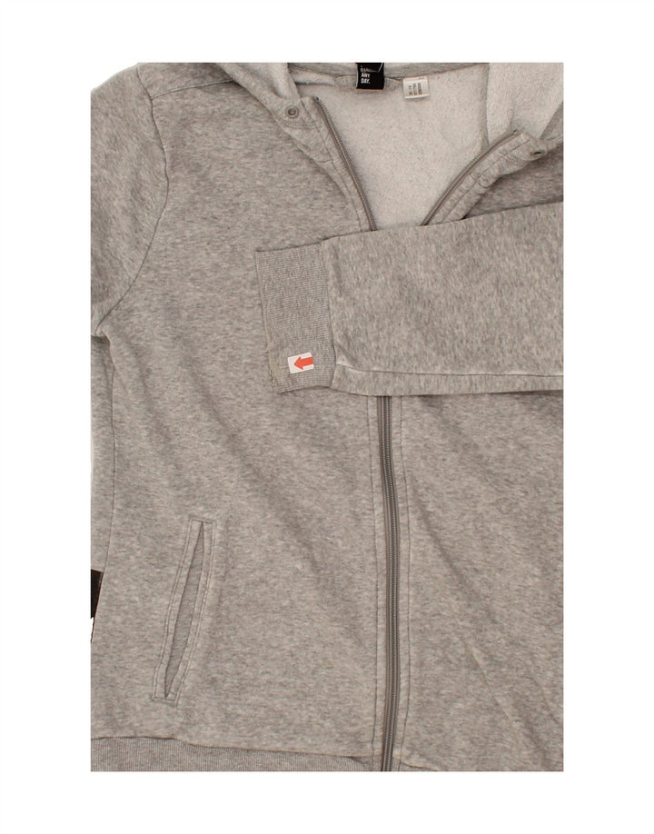 ADIDAS Womens Graphic Zip Hoodie Sweater UK 12 Medium Grey Colourblock Vintage Adidas and Second-Hand Adidas from Messina Hembry 