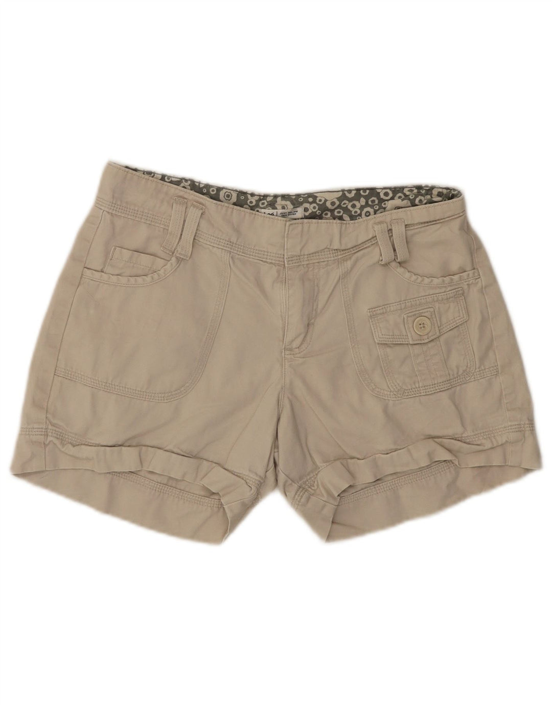 Shorts cargo feminino LEE US 6 médio W28 algodão bege