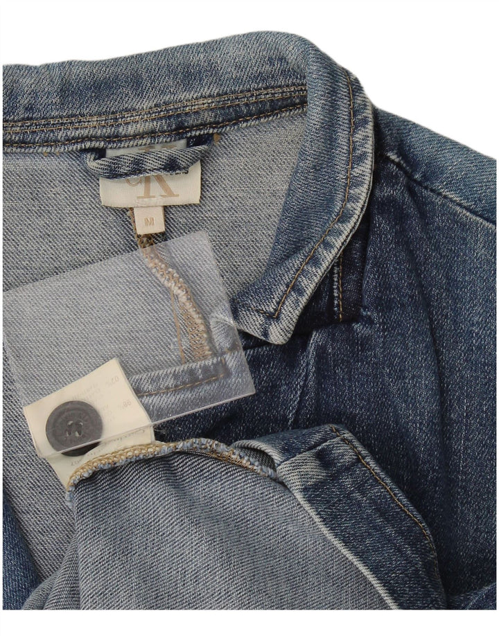 Jaqueta blazer jeans feminina Calvin Klein com 2 botões Reino Unido 12 algodão azul médio