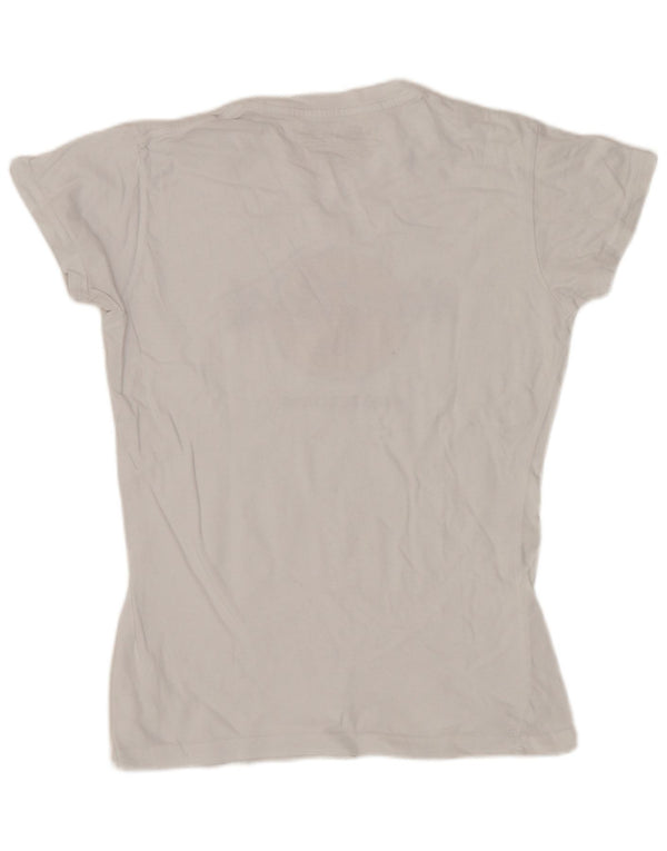 Camiseta feminina Hard Rock Cafe Amsterdam com estampa gráfica UK 10 pequena branca