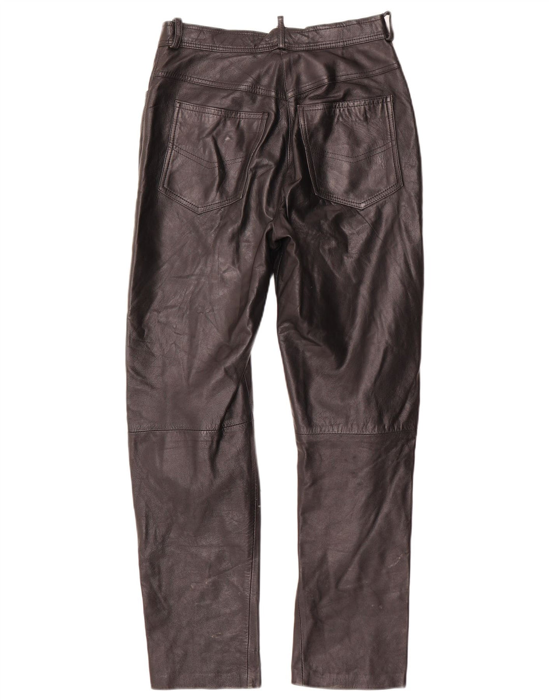 Calça reta feminina VINTAGE IT 42 médio W28 L29 couro preto