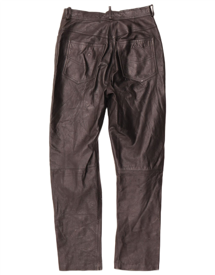 Calça reta feminina VINTAGE IT 42 médio W28 L29 couro preto