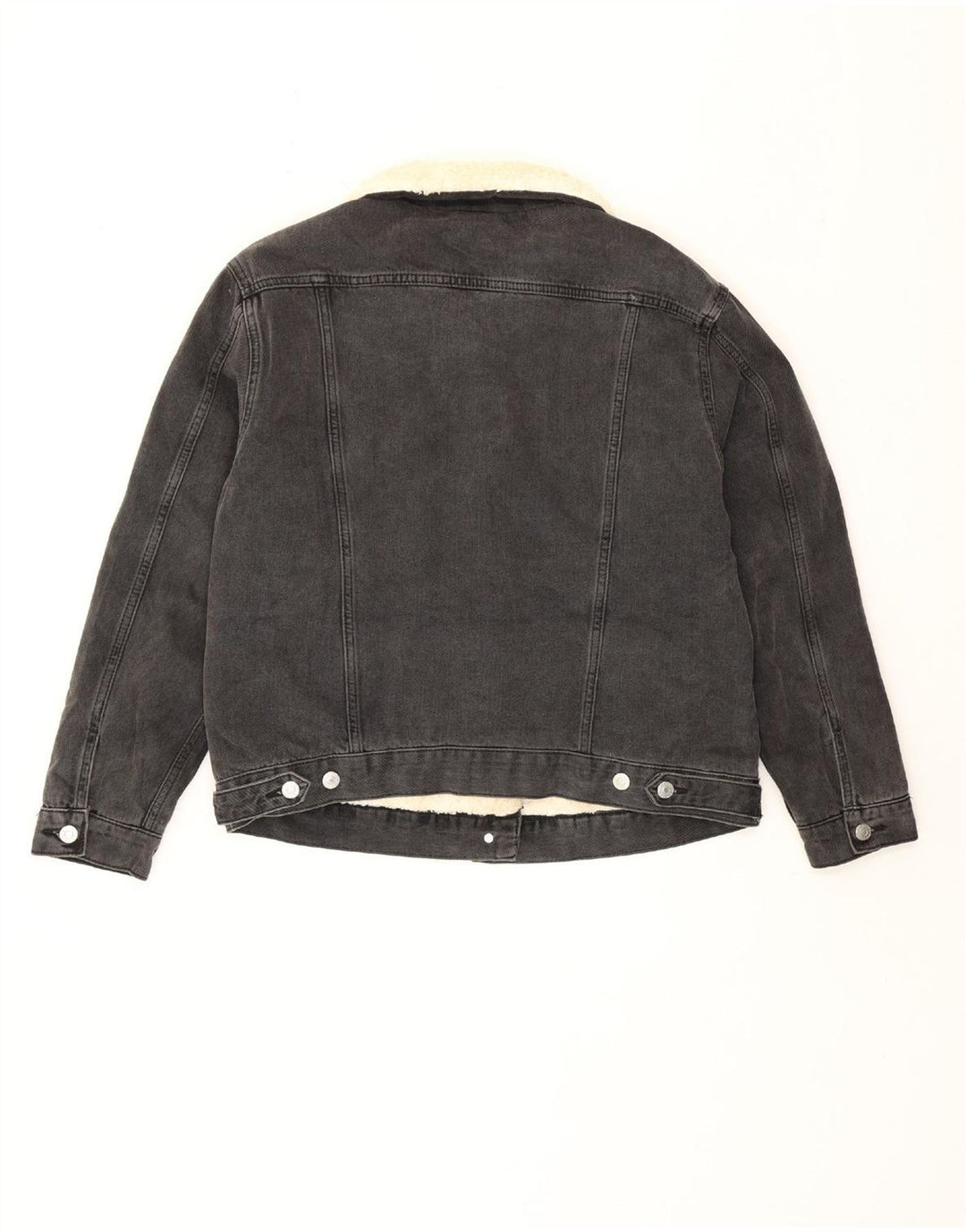 Jaqueta jeans feminina Topshop Sherpa Reino Unido 12 algodão cinza médio