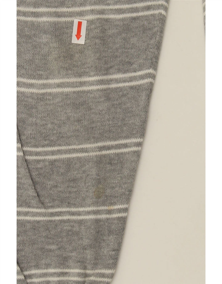 IVY OXFORD Mens V-Neck Jumper Sweater Large Grey Striped Cotton Vintage Ivy Oxford and Second-Hand Ivy Oxford from Messina Hembry 