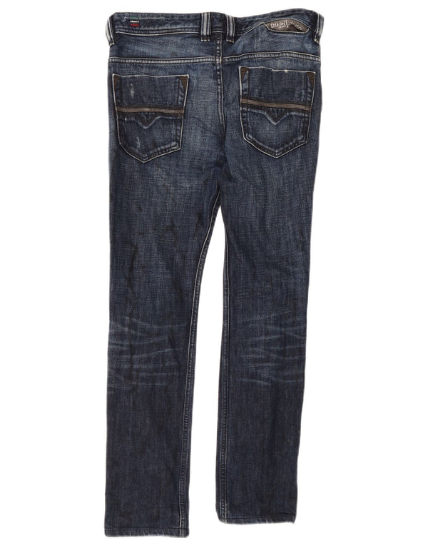 Diesel Masculino Safado Distressed Slim Jeans W29 L30 Azul Algodão