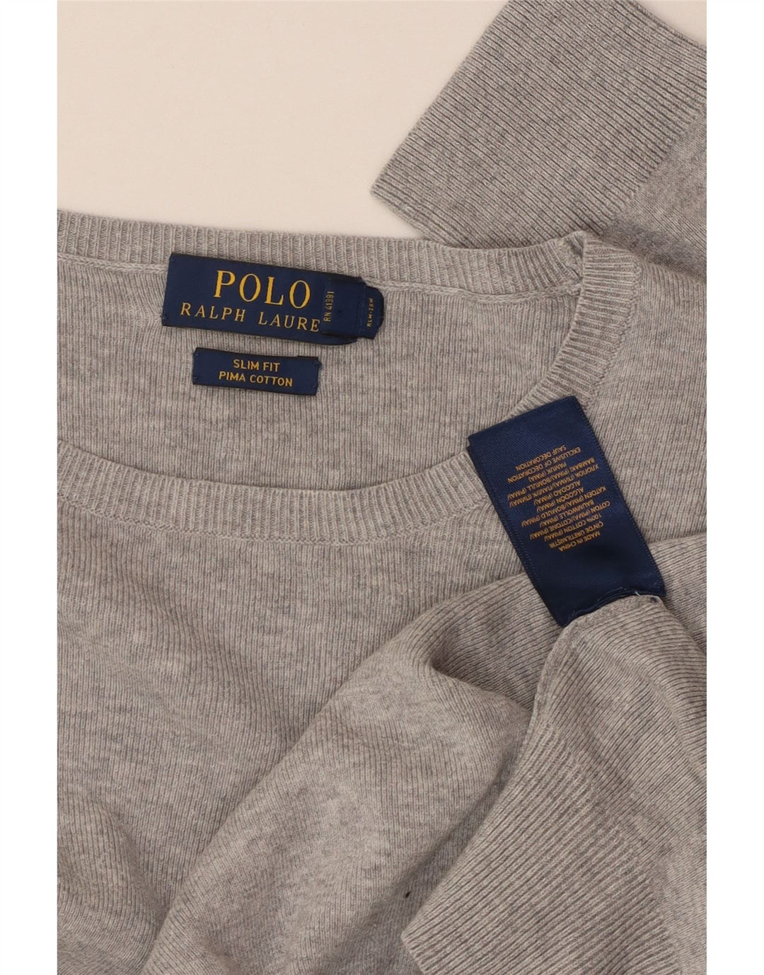 POLO RALPH LAUREN Suéter masculino slim fit com gola canoa cinza médio