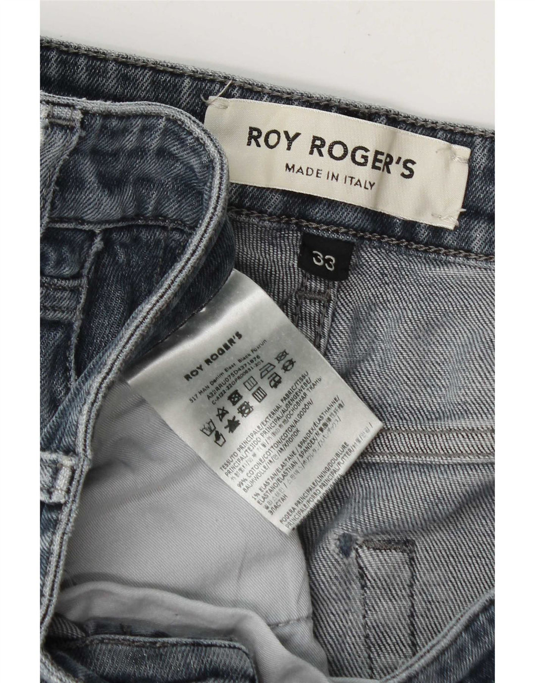 Calça jeans reta masculina Roy Rogers W33 L31 algodão azul