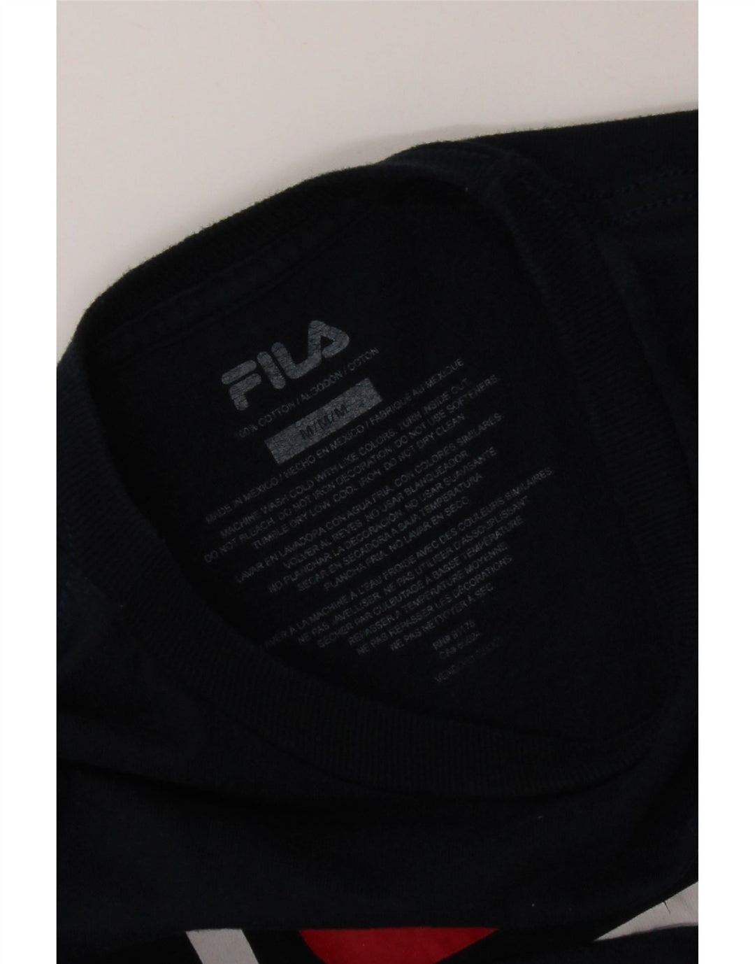 Fila Mens Graphic T-Shirt Top Médio Algodão Azul Marinho