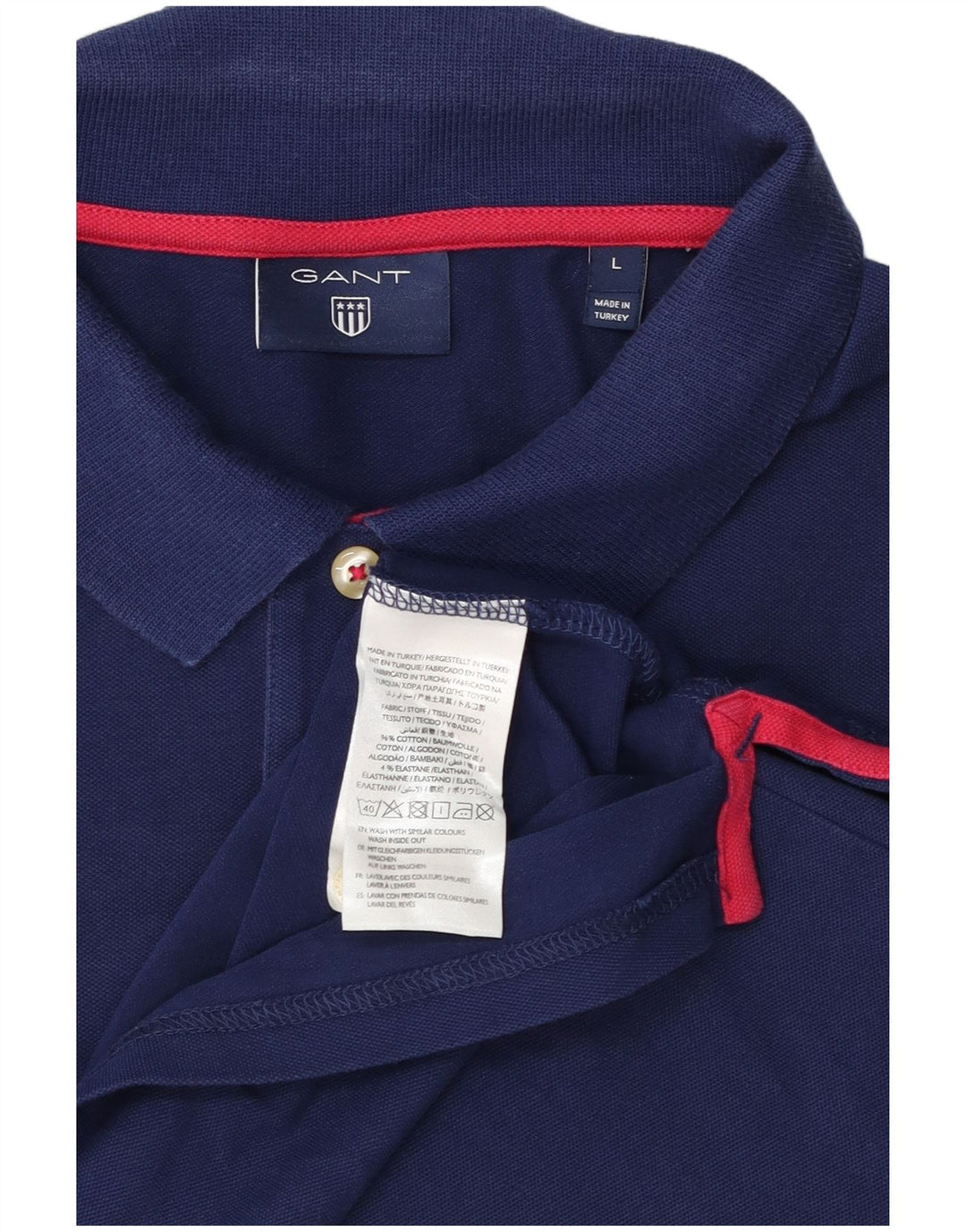 Camisa polo masculina Gant grande algodão azul marinho