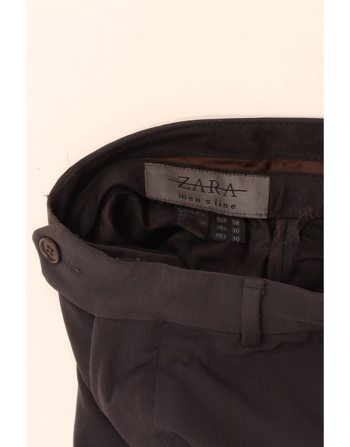 Zara Mens Straight Suit Calças EU 38 Pequeno W30 L33 Cinza Nylon