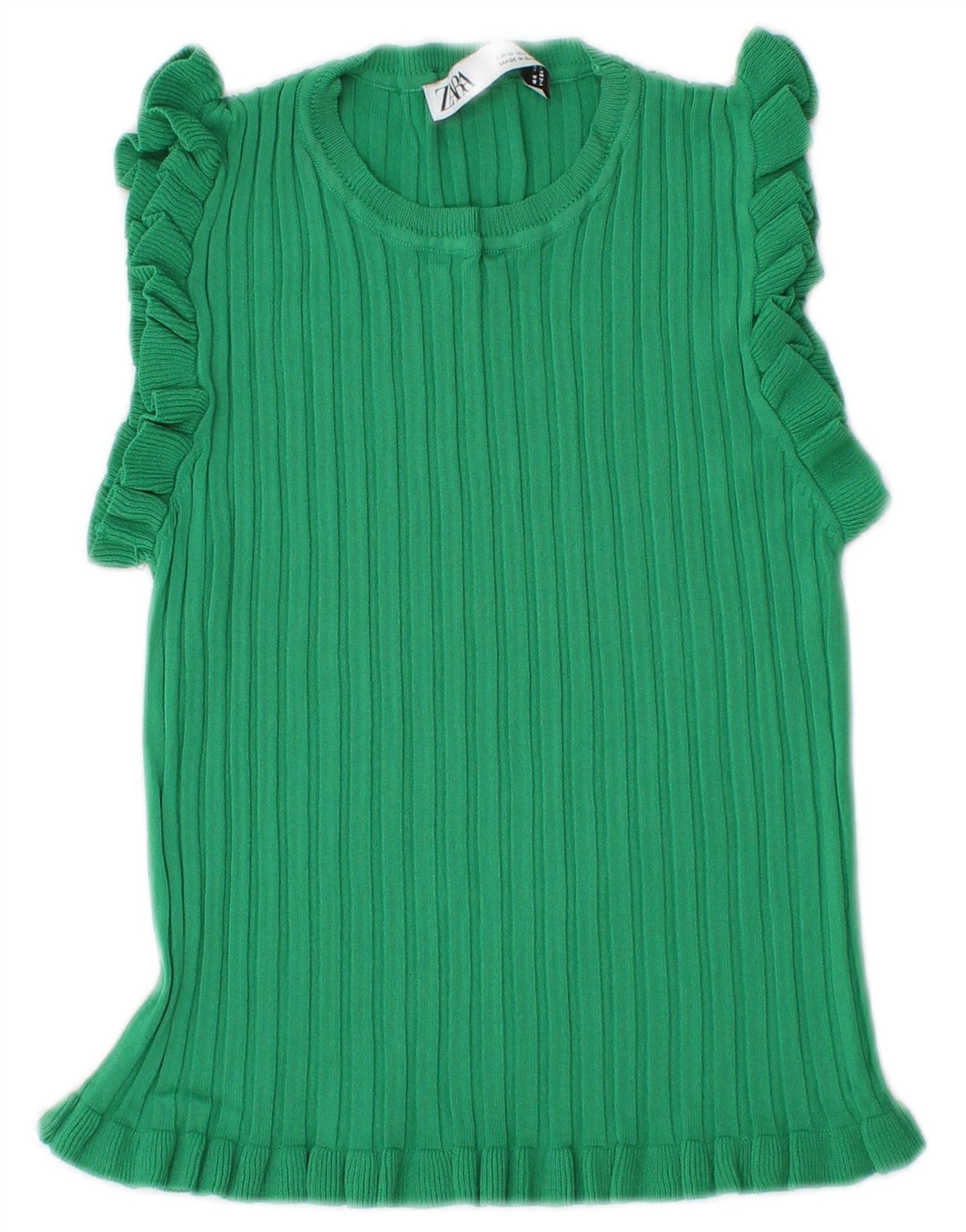 Camiseta Zara Feminina Crop Top UK 12 Verde Médio