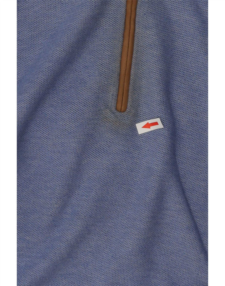Suéter masculino Massimo Dutti com zíper e gola alta de algodão azul