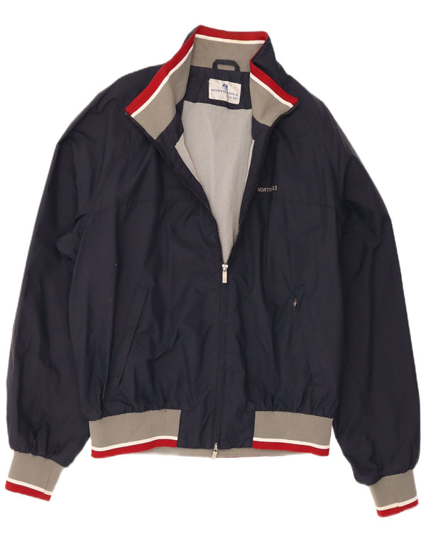 North Sails Mens Bomber Jacket UK 44 2XL Navy Blue Colourblock Polyamide