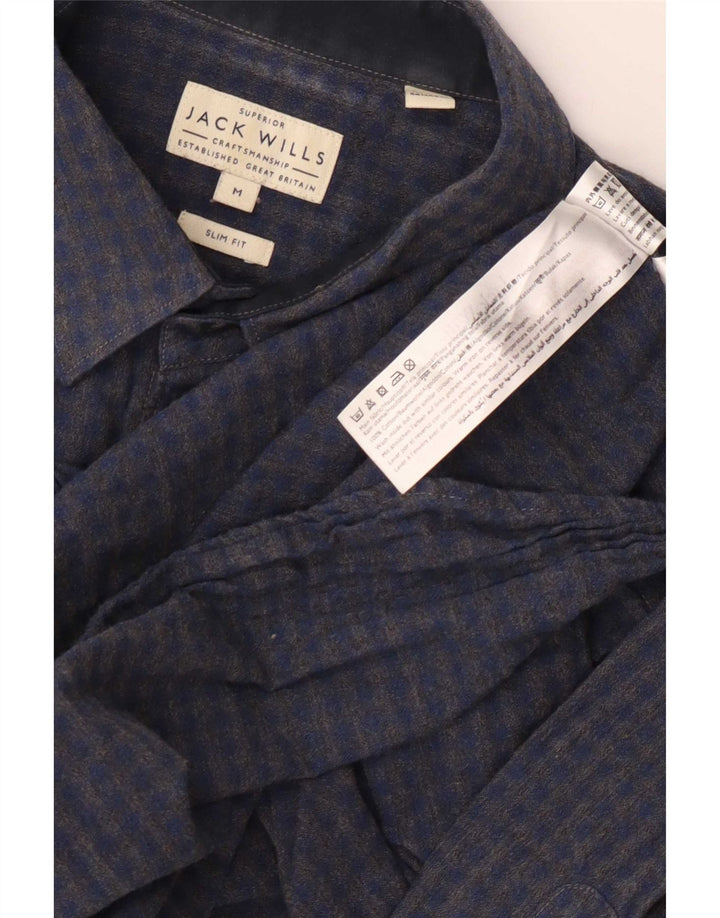 Camisa masculina slim fit Jack Wills, algodão guingão azul marinho médio