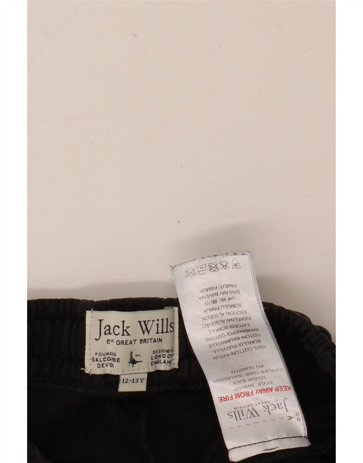 Shorts esportivos gráficos Jack Wills Boys 12-13 anos preto algodão