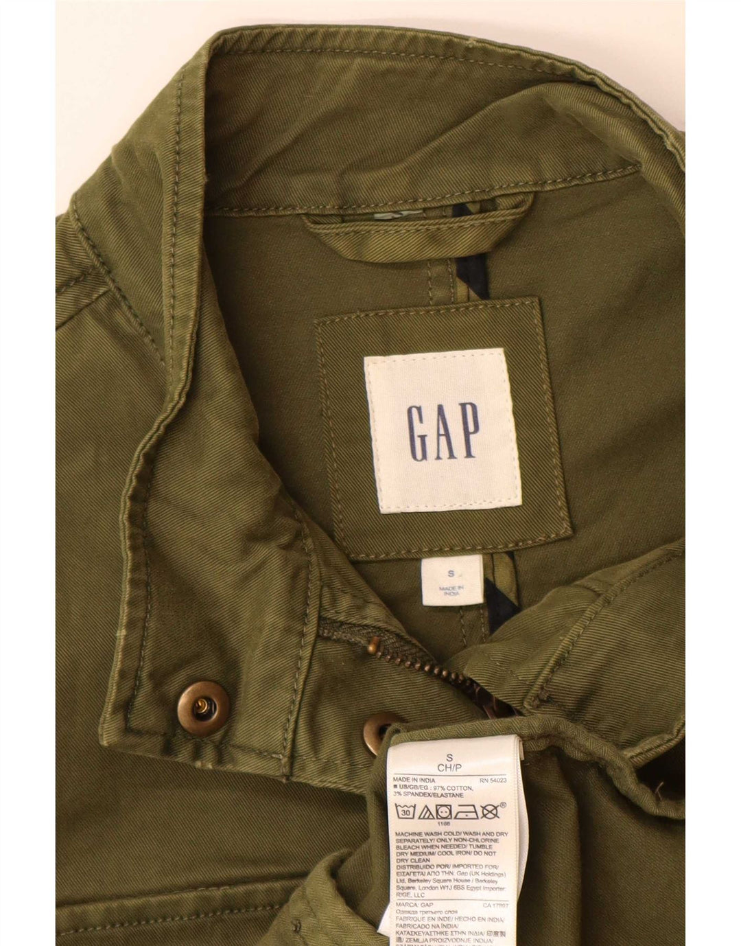 Jaqueta militar superdimensionada feminina Gap Reino Unido 10 algodão verde pequeno