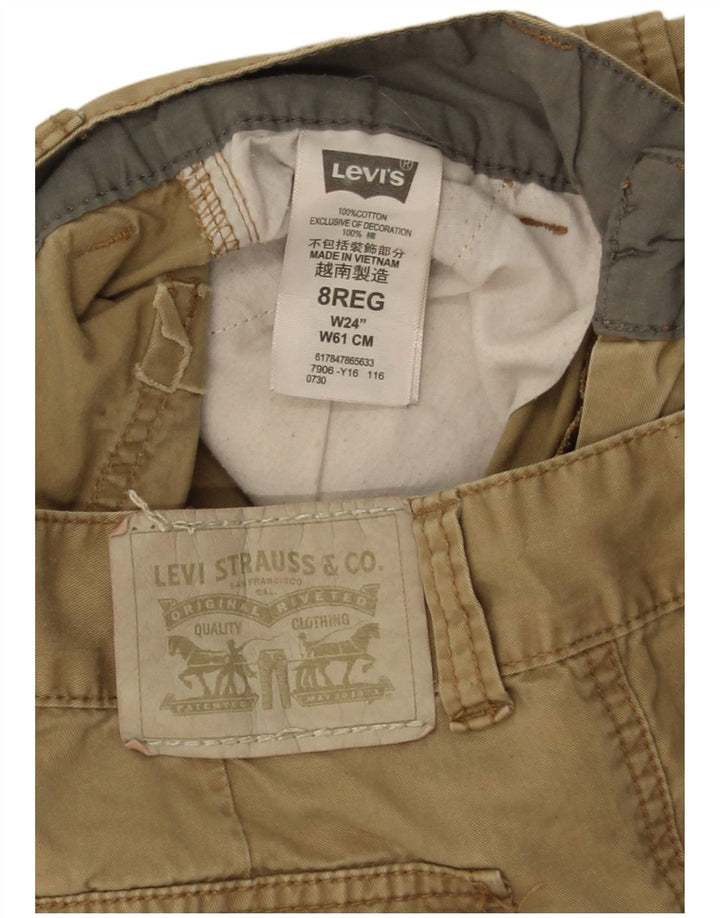 Shorts cargo masculinos Levi's 7-8 anos W24 algodão bege
