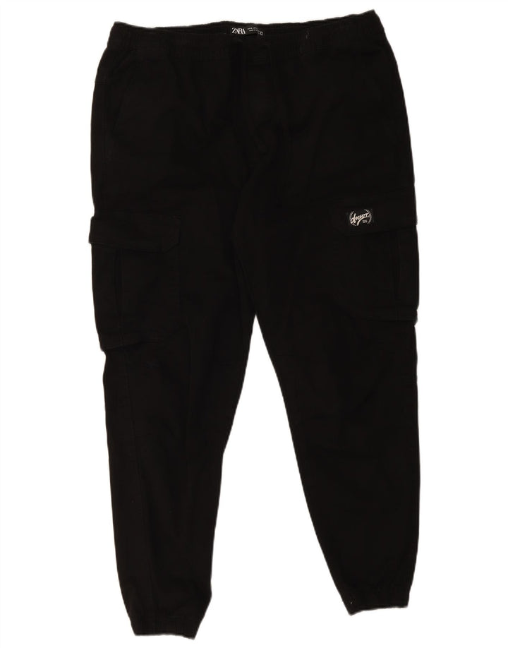 Zara Mens Joggers Cargo Calças XL W34 L26 Preto