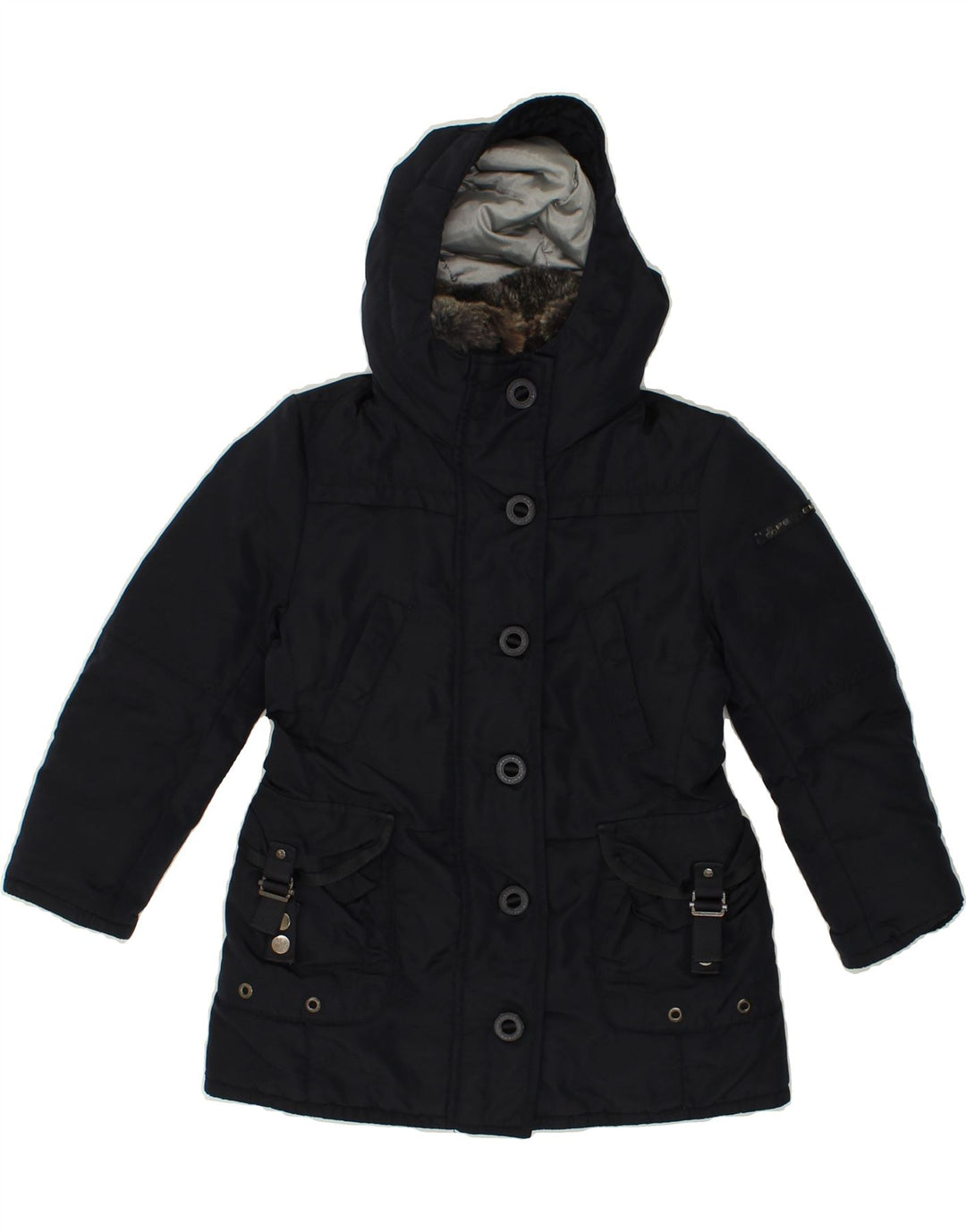PEUTEREY Girls Hooded Padded Coat 3-4 Years XS Navy Blue | Vintage PEUTEREY | Thrift | Second-Hand PEUTEREY | Used Clothing | Messina Hembry 