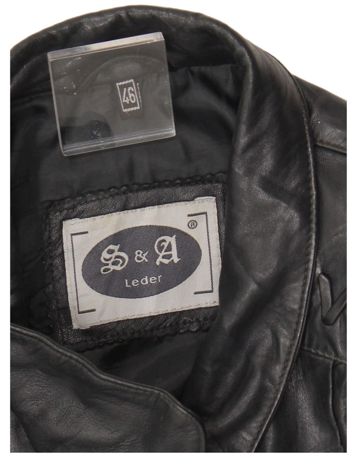 Jaqueta de couro feminina vintage IT 46 grande couro preto