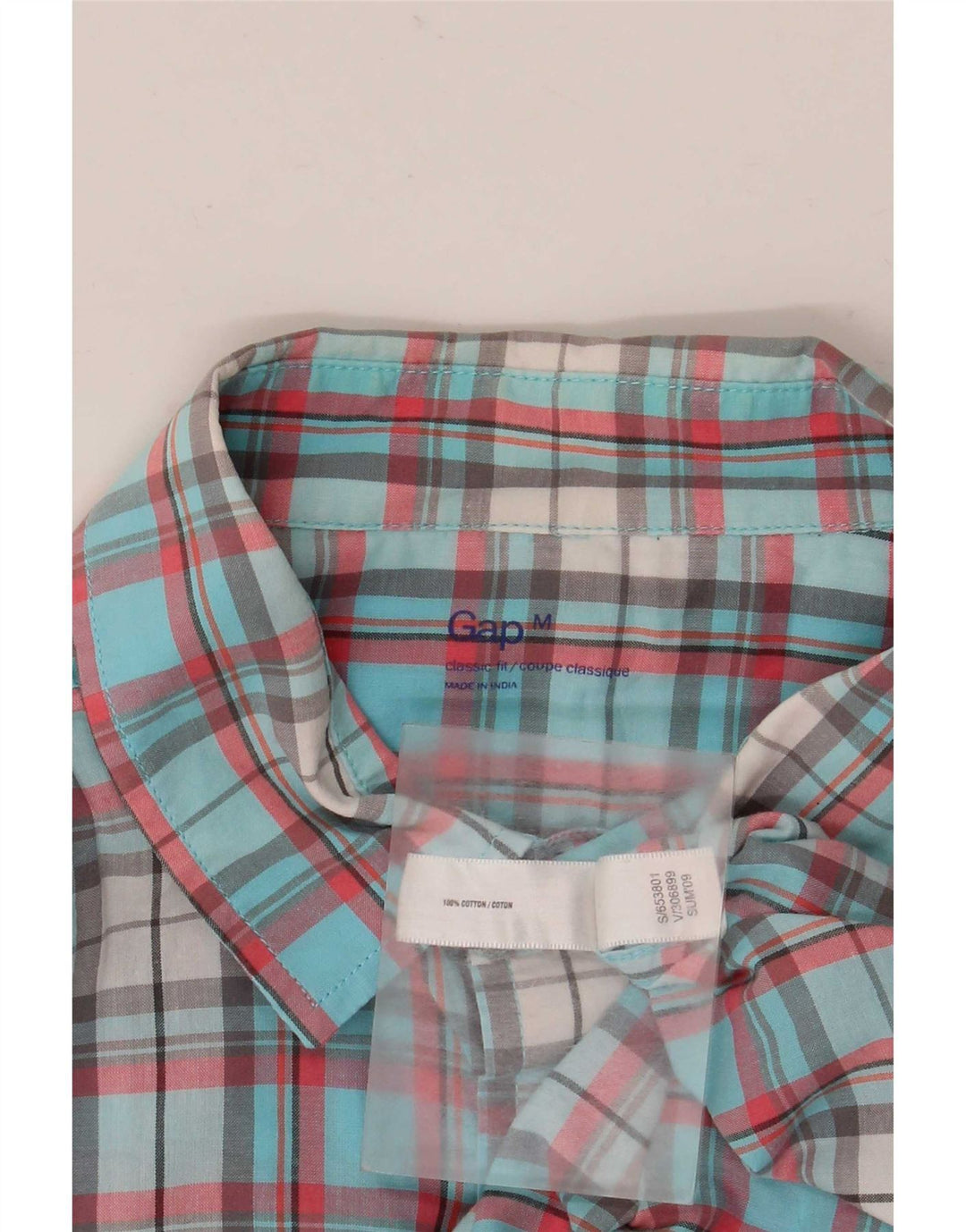 Camisa masculina Classic Fit da Gap, algodão xadrez azul médio