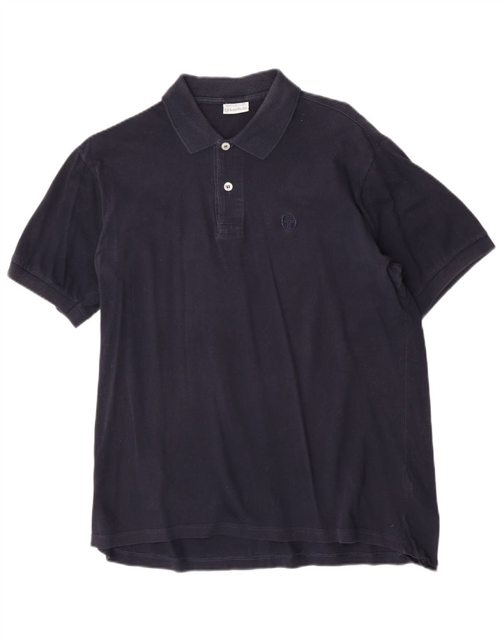 Camisa pólo masculina Sergio Tacchini grande algodão azul marinho