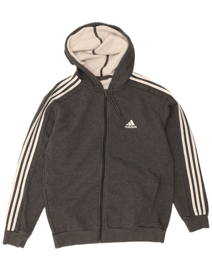 ADIDAS Mens Zip Hoodie Suéter Grande Cinza