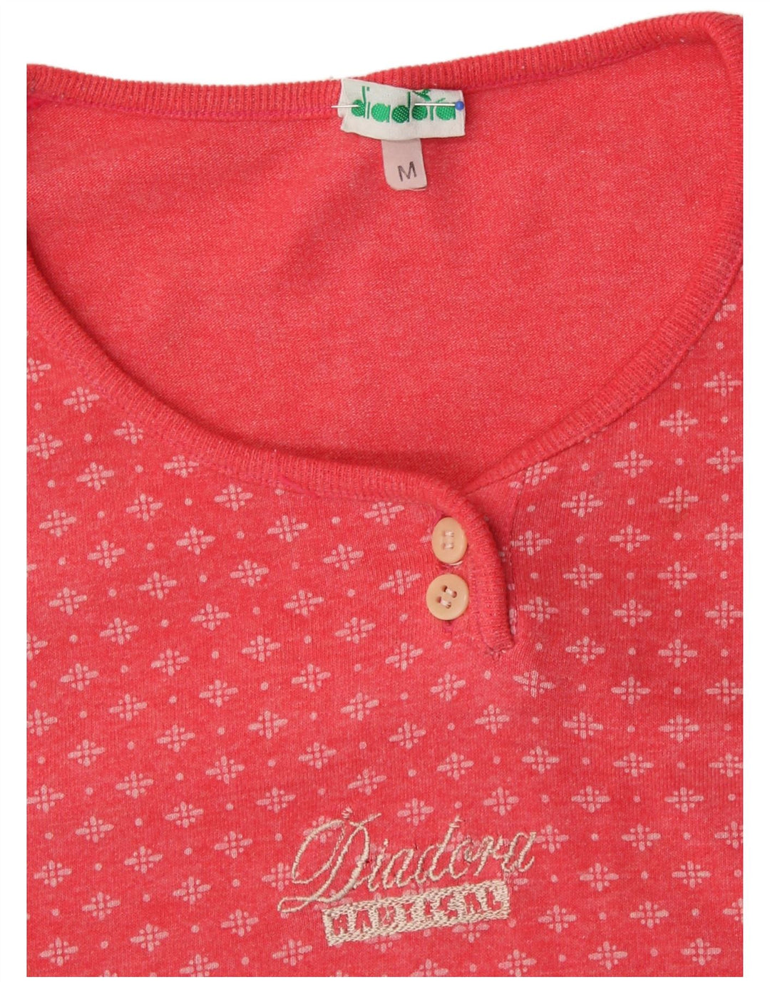 Camiseta feminina DIADORA UK 14 algodão geométrico rosa médio