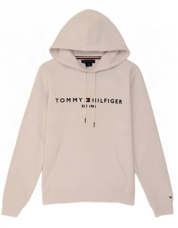 Tommy Hilfiger moletom com capuz gráfico masculino médio algodão branco