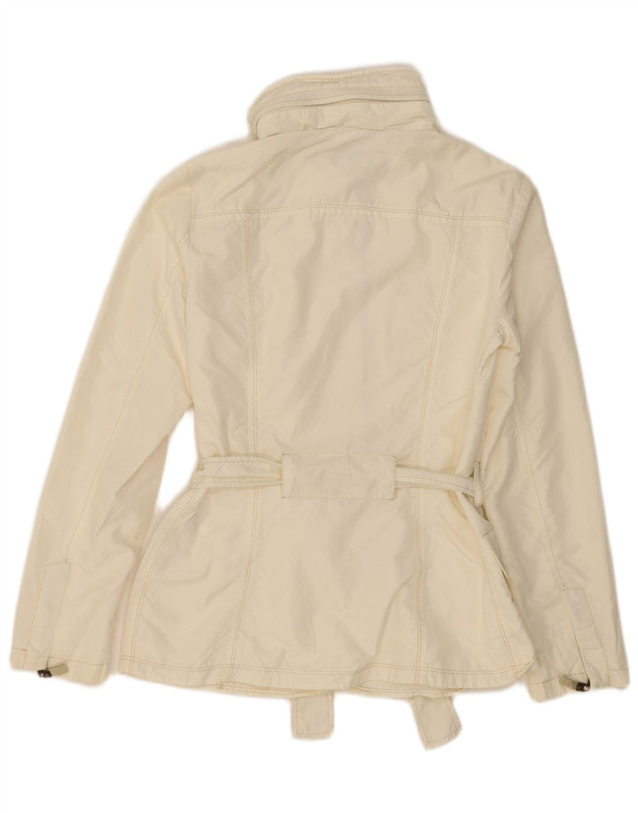 Zara Womens Hooded Utility Jacket UK 10 Pequeno Off White Nylon