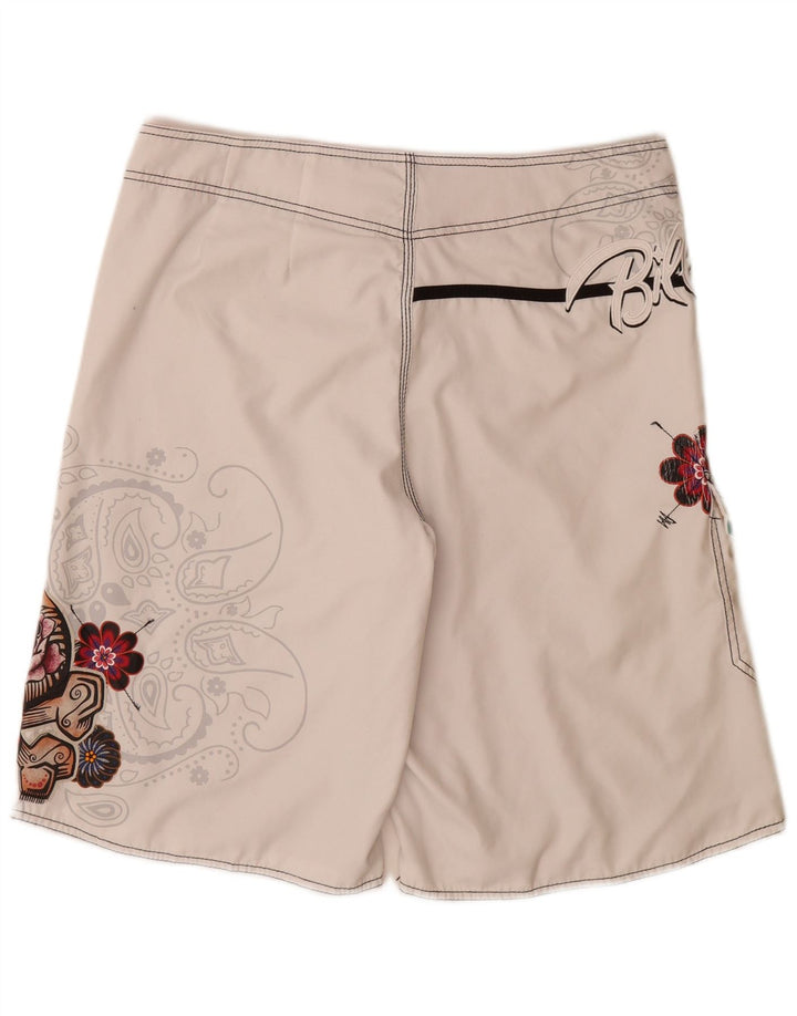 Billabong Mens Graphic Natação Shorts Grande Poliéster Floral Branco
