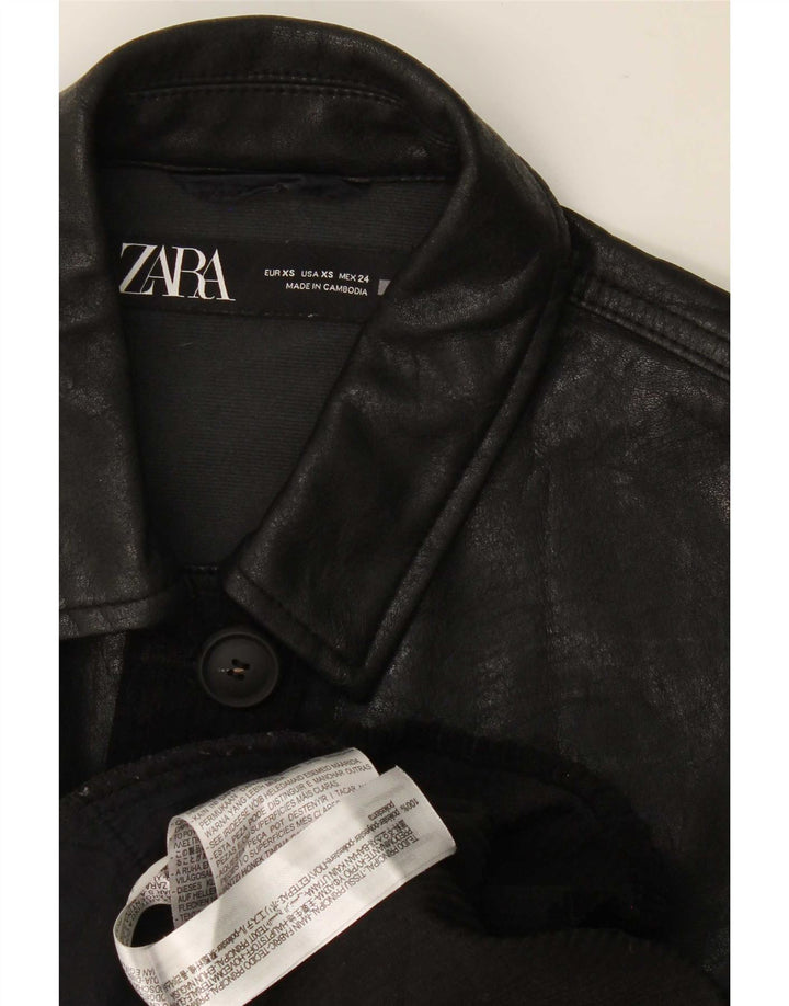 Camisa oversized feminina Zara UK 6 XS poliéster preto