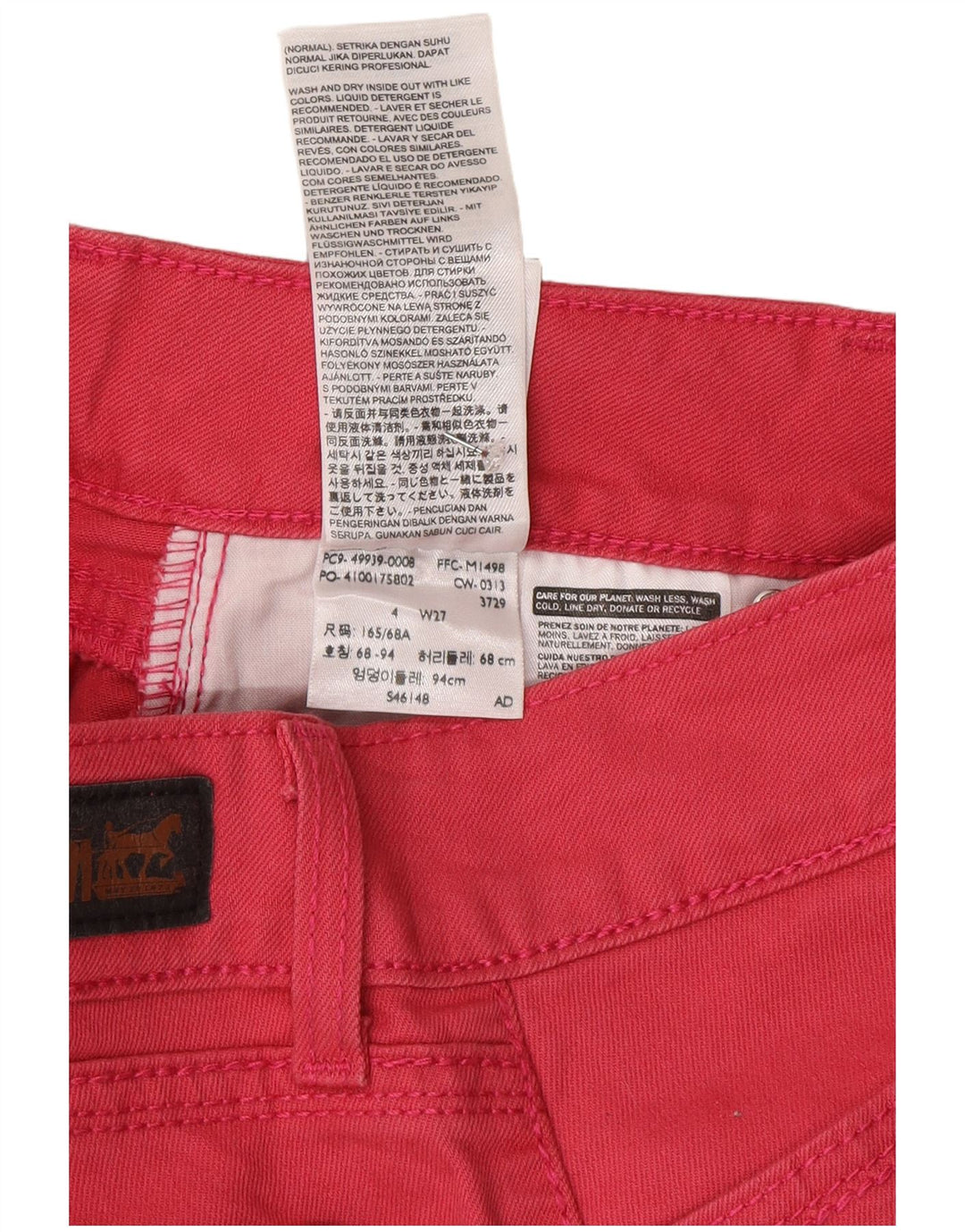 Calça jeans feminina Levi's Capri US 4 pequena W27 L20 algodão rosa