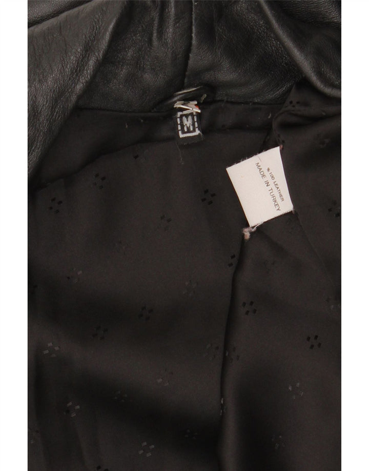 Casaco feminino de couro superdimensionado VINTAGE Reino Unido 14 couro preto médio