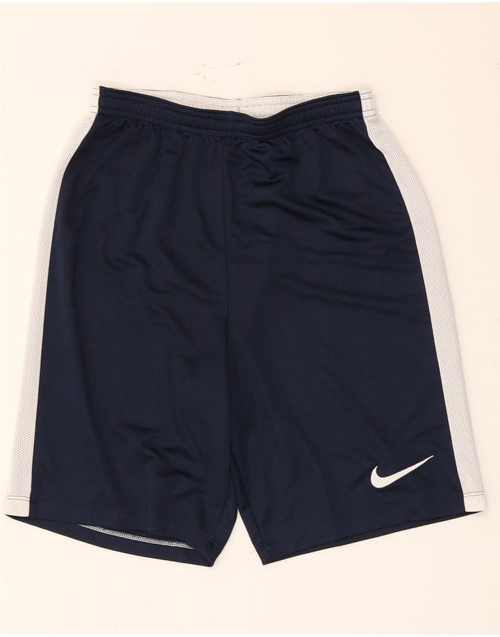 Shorts esportivos masculinos Nike Dri Fit pequenos em poliéster azul marinho