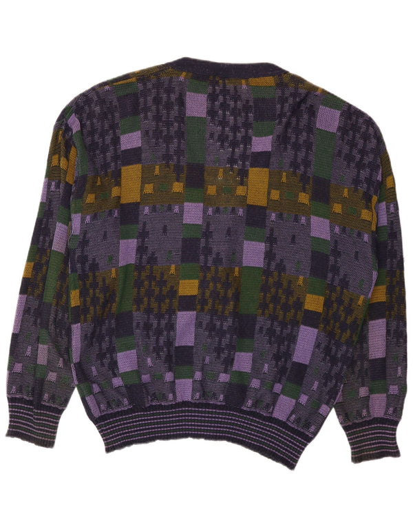 Suéter cardigã masculino San Marco IT 54 XL azul marinho algodão geométrico