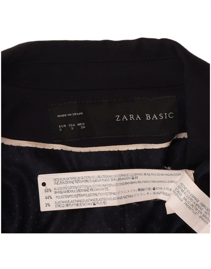 Jaqueta blazer feminina Zara com 1 botão Reino Unido 10 pequeno algodão azul marinho