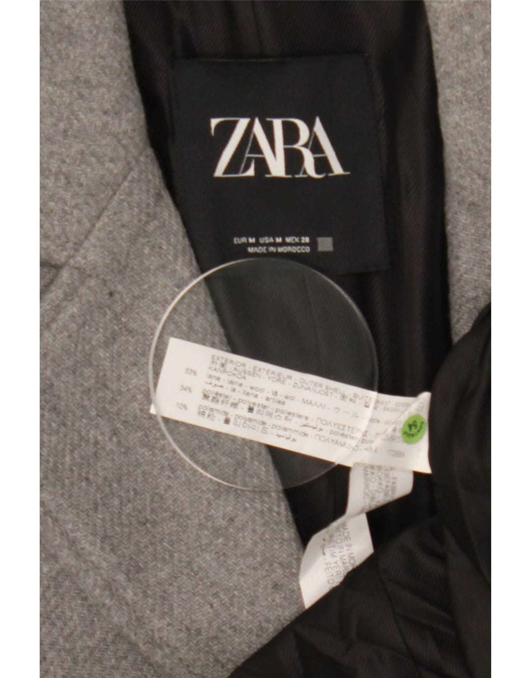 Sobretudo feminino Zara UK 12 lã cinza médio
