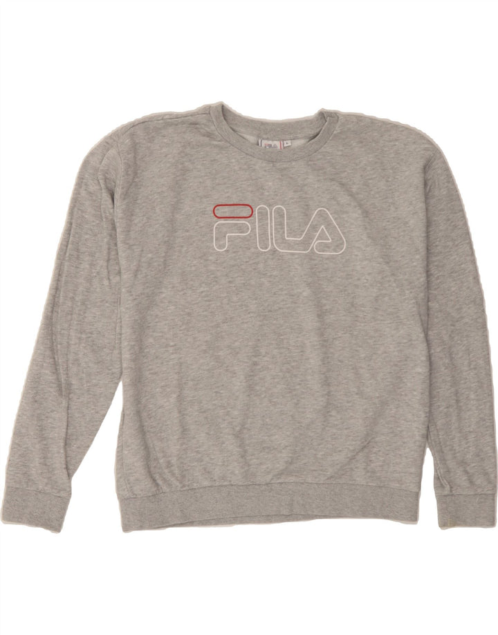 FILA Womens Crop Graphic Sweatshirt Jumper UK 16 Large Grey Cotton Vintage Fila and Second-Hand Fila from Messina Hembry 